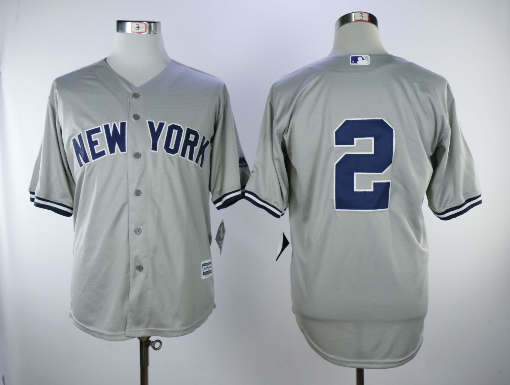 Men New York Yankees #2 Jeter Grey Game MLB Jerseys->women mlb jersey->Women Jersey